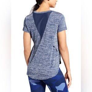Athleta Utopia Tee Womens Heather Navy Short Sleeve Crew Neck T Shirt Size M